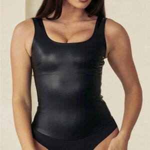 NWT Women’s Pinsy Vegan leather high neck shapewear bodysuit 1X black gothic